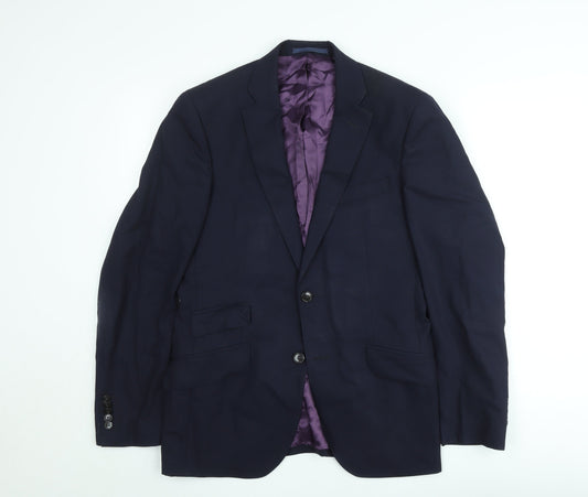 REDA Men's Blue 38R Wool Single-Breasted Blazer Jacket
