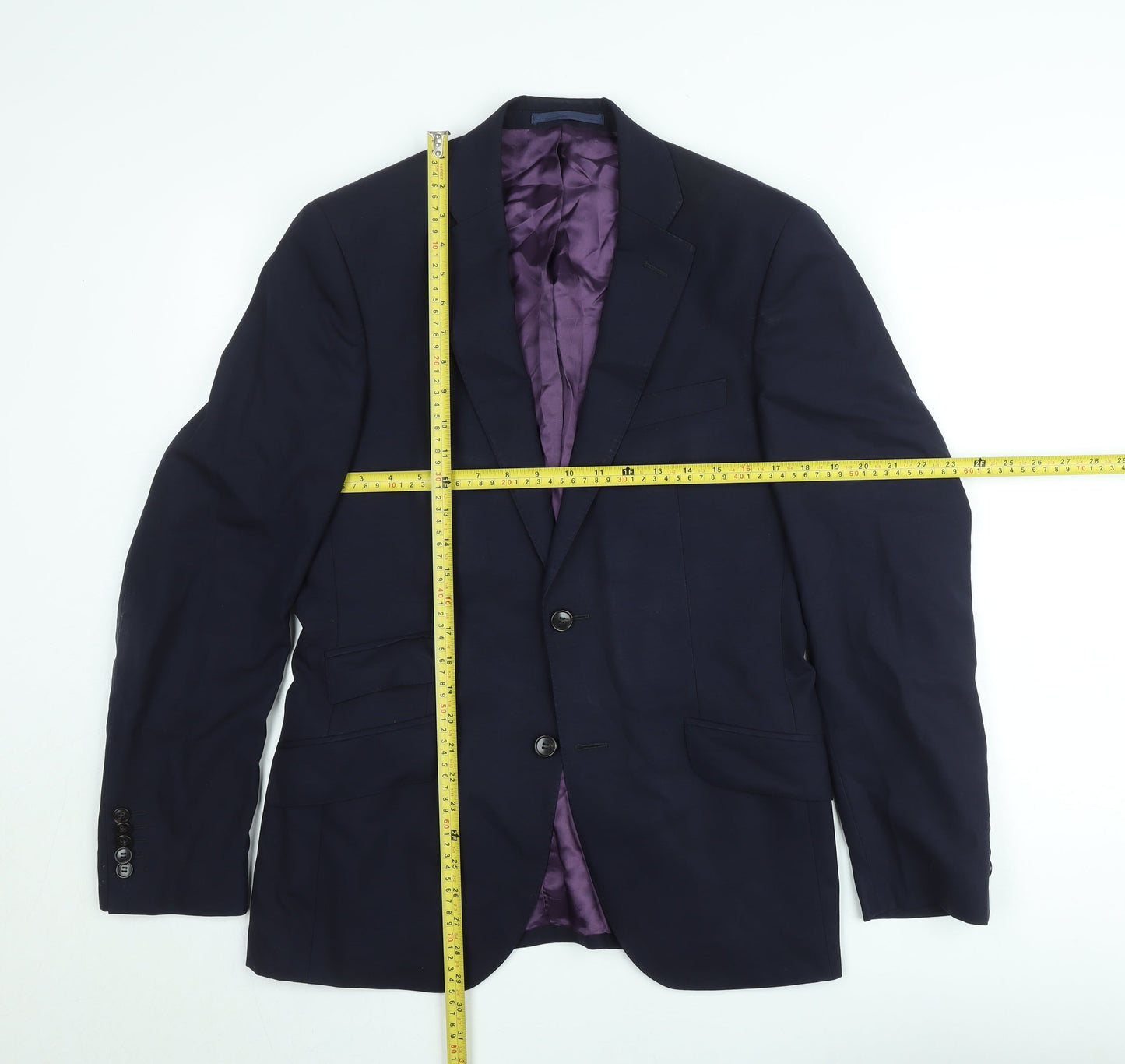 REDA Men's Blue 38R Wool Single-Breasted Blazer Jacket