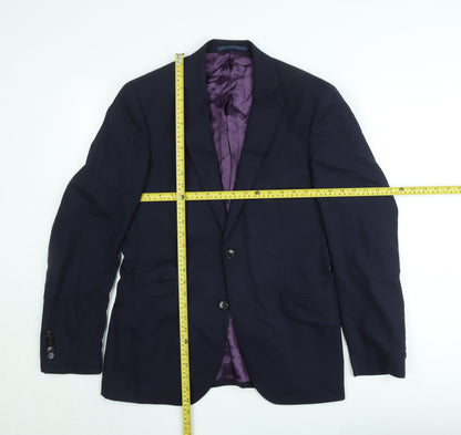REDA Men's Blue 38R Wool Single-Breasted Blazer Jacket