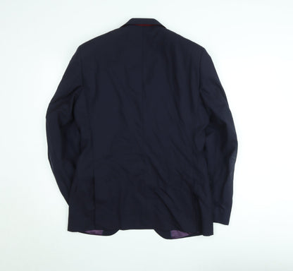 REDA Men's Blue 38R Wool Single-Breasted Blazer Jacket