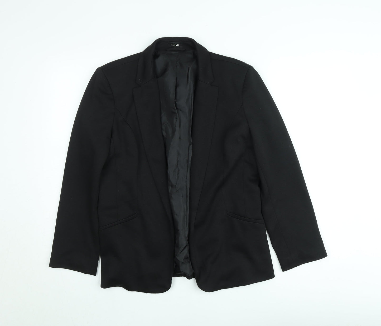 Oasis Women Black Size 12 Single-Breasted Notch Blazer Jacket