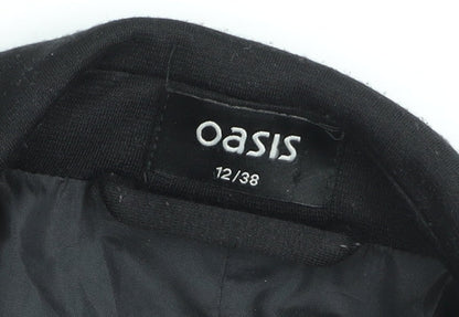 Oasis Women Black Size 12 Single-Breasted Notch Blazer Jacket