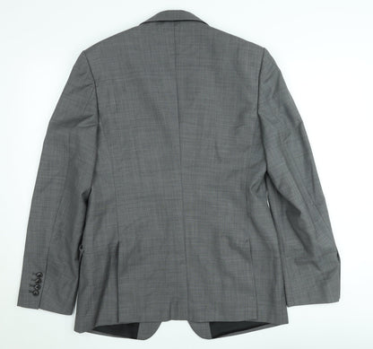 Reiss Men's Grey Check Wool Suit Jacket 36R Classic Formal
