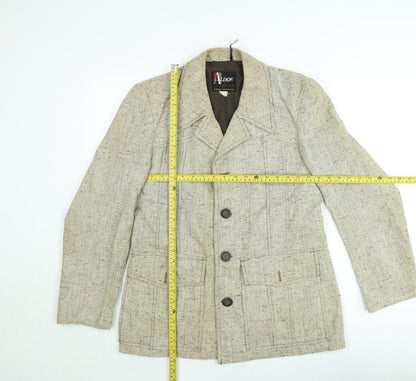 Aldon Womens Beige Wool Blend Tweed Single Breasted Blazer Jacket XL
