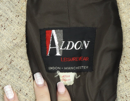 Aldon Womens Beige Wool Blend Tweed Single Breasted Blazer Jacket XL