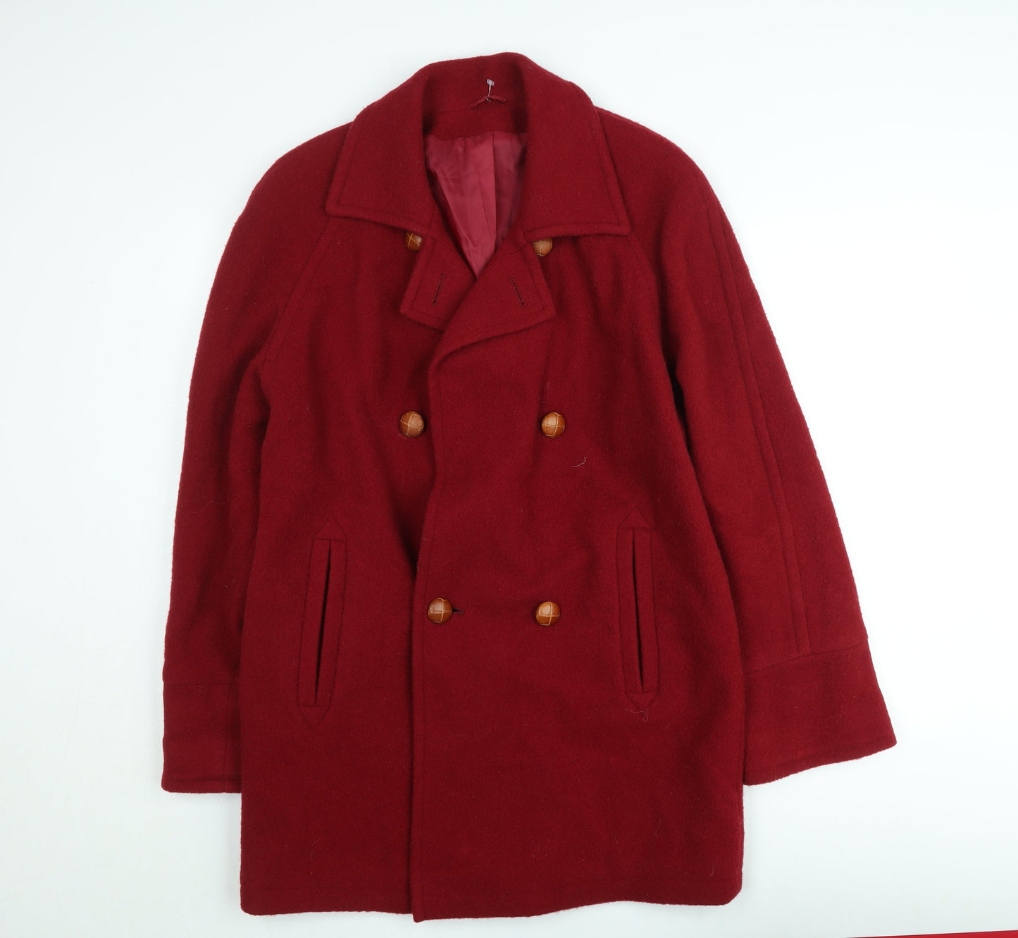 Definitions Women's Red Wool Pea Coat Size 12 Lined Classic Style