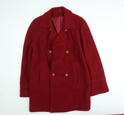 Definitions Women's Red Wool Pea Coat Size 12 Lined Classic Style