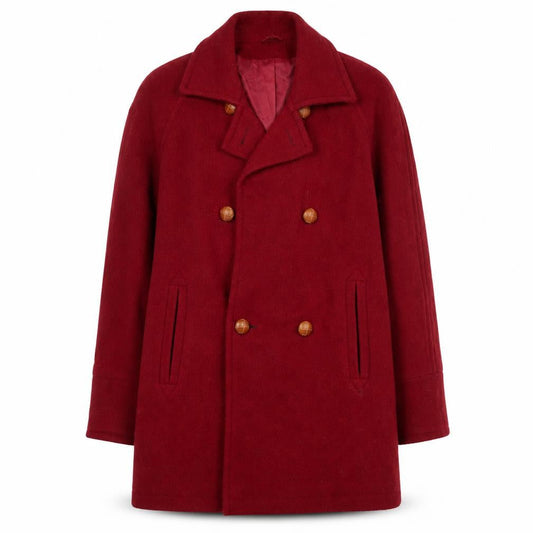 Definitions Women's Red Wool Pea Coat Size 12 Lined Classic Style