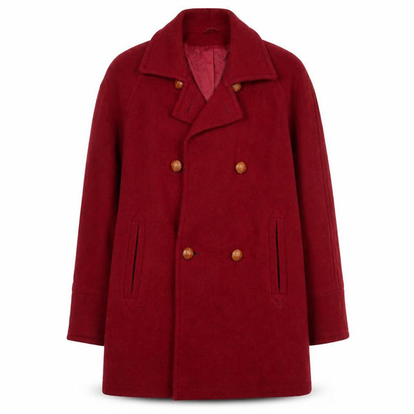 Definitions Women's Red Wool Pea Coat Size 12 Lined Classic Style