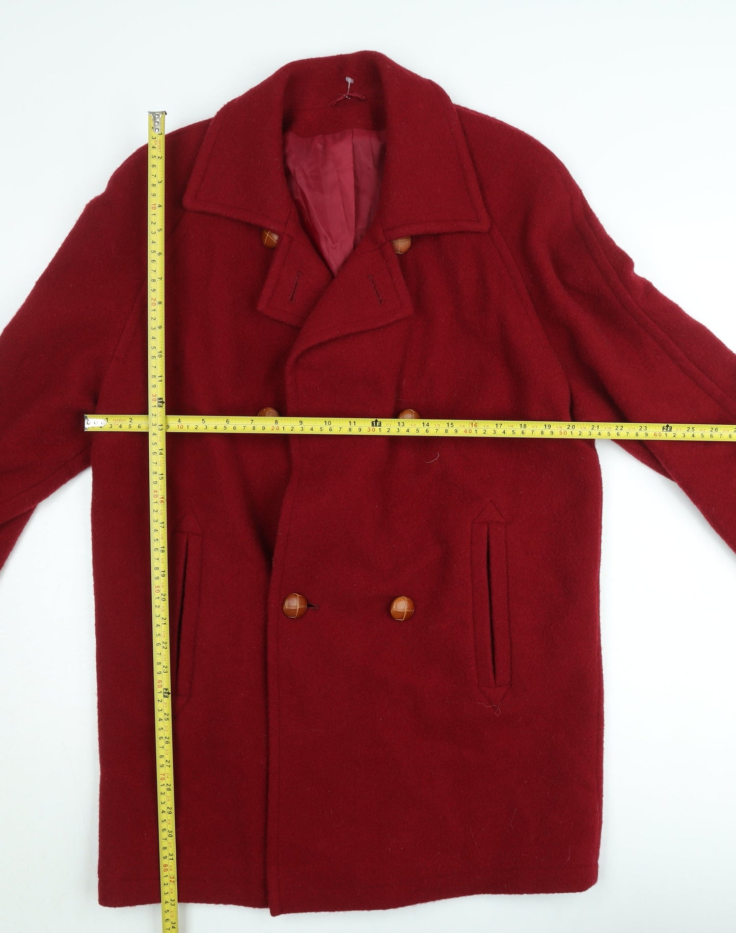 Definitions Women's Red Wool Pea Coat Size 12 Lined Classic Style