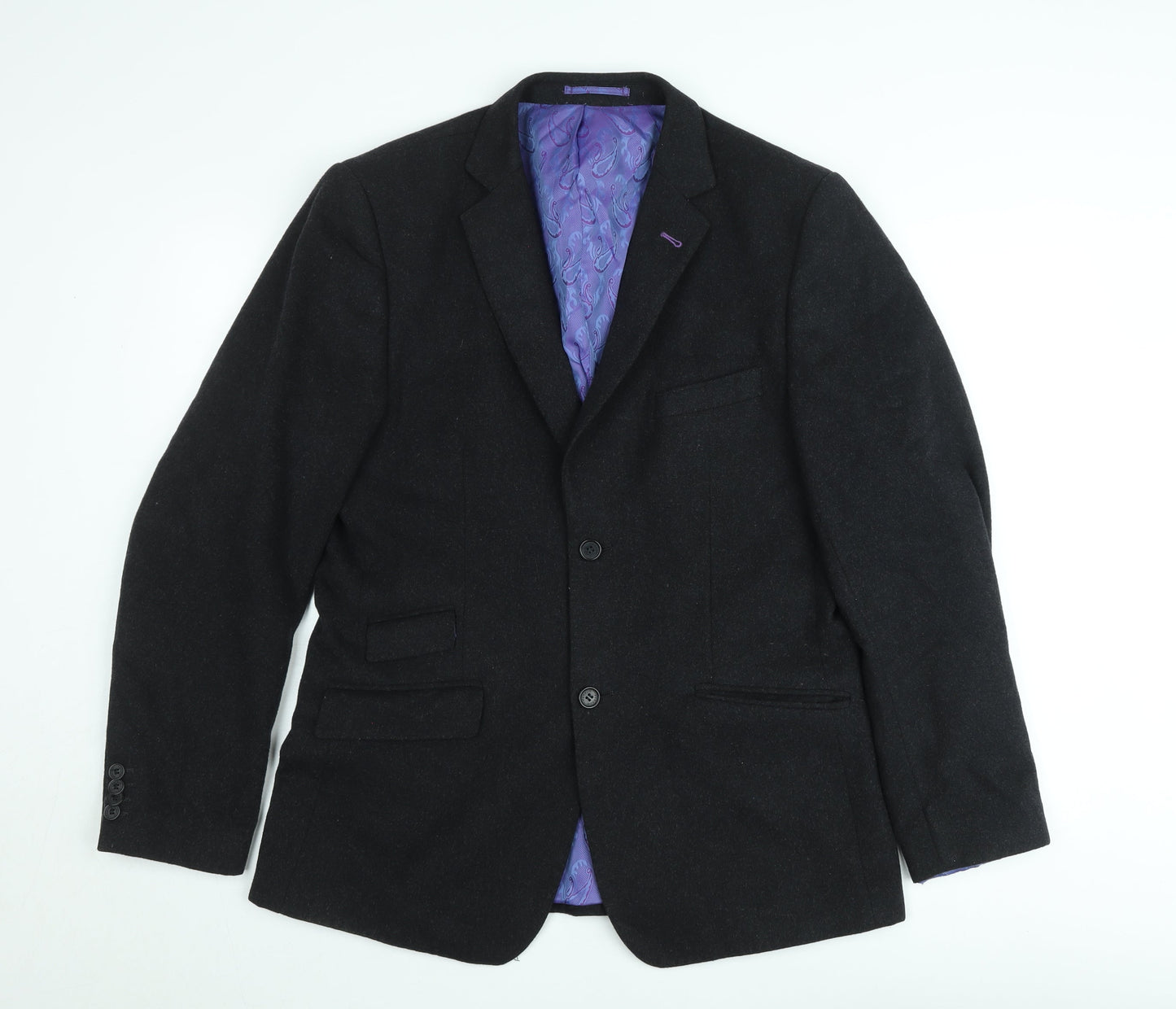 FERAUD Men's Black Wool Blazer Jacket 42 Regular Classic Fit