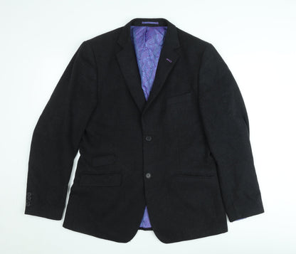 FERAUD Men's Black Wool Blazer Jacket 42 Regular Classic Fit