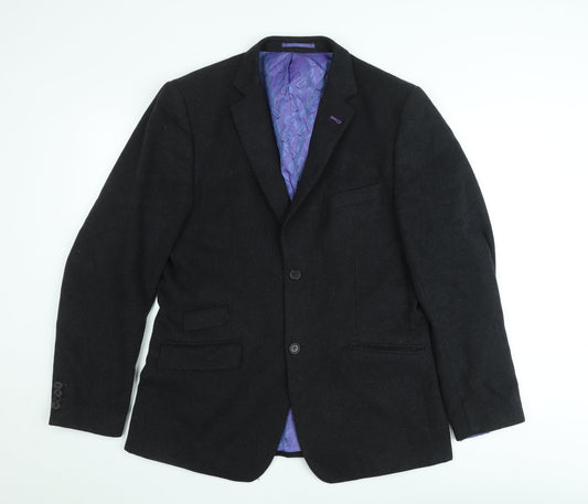 FERAUD Men's Black Wool Blazer Jacket 42 Regular Classic Fit