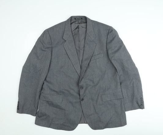 Marks and Spencer St Michael Men's Grey 44 Short Wool Blend Blazer Jacket
