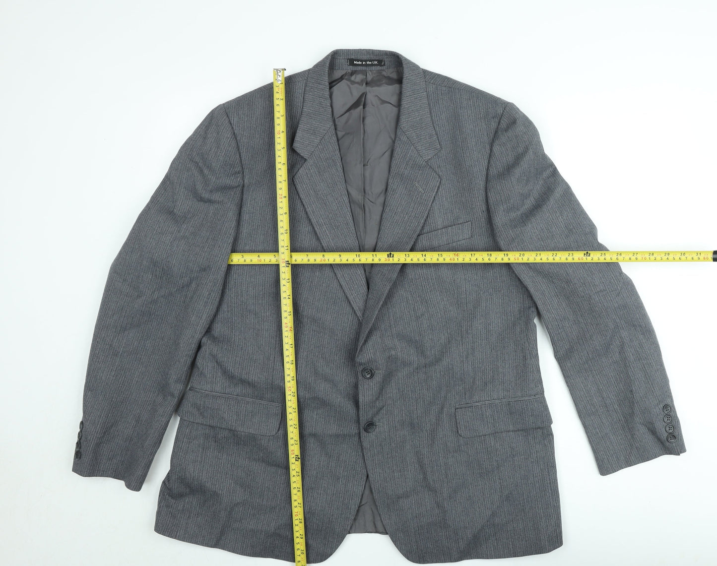 Marks and Spencer St Michael Men's Grey 44 Short Wool Blend Blazer Jacket