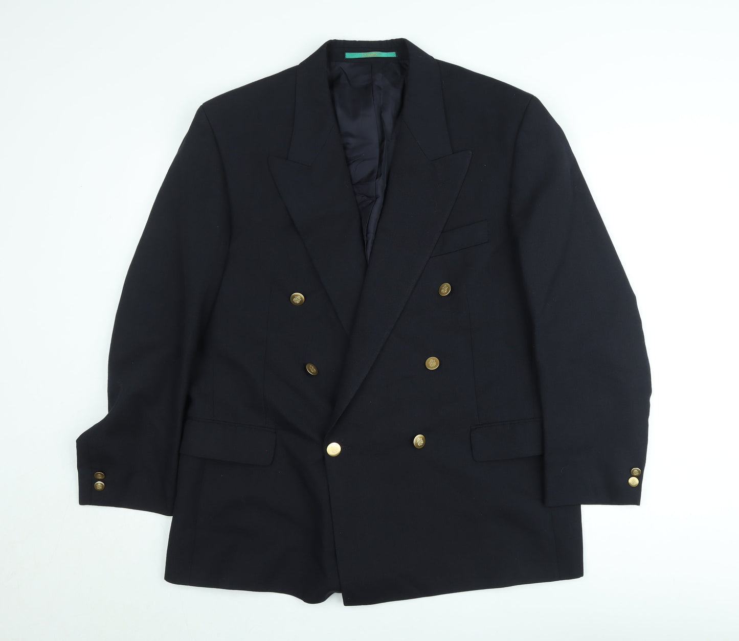 Canda Men's Navy Wool Double-Breasted Blazer Size 38 Regular