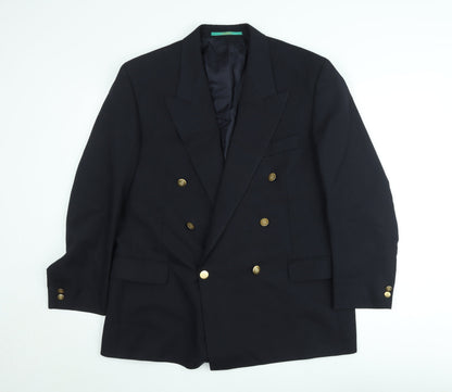 Canda Men's Navy Wool Double-Breasted Blazer Size 38 Regular
