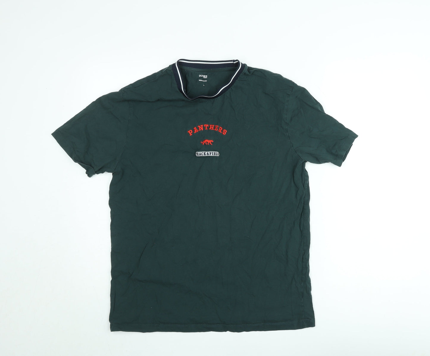 Dunnes Stores Men's Green Panthers Regular Fit Cotton T-Shirt Size L