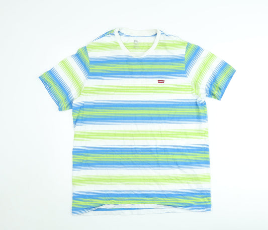 Levi's Men’s Multicoloured Striped Cotton Crew Neck T-Shirt L