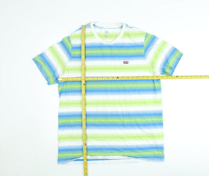 Levi's Men’s Multicoloured Striped Cotton Crew Neck T-Shirt L