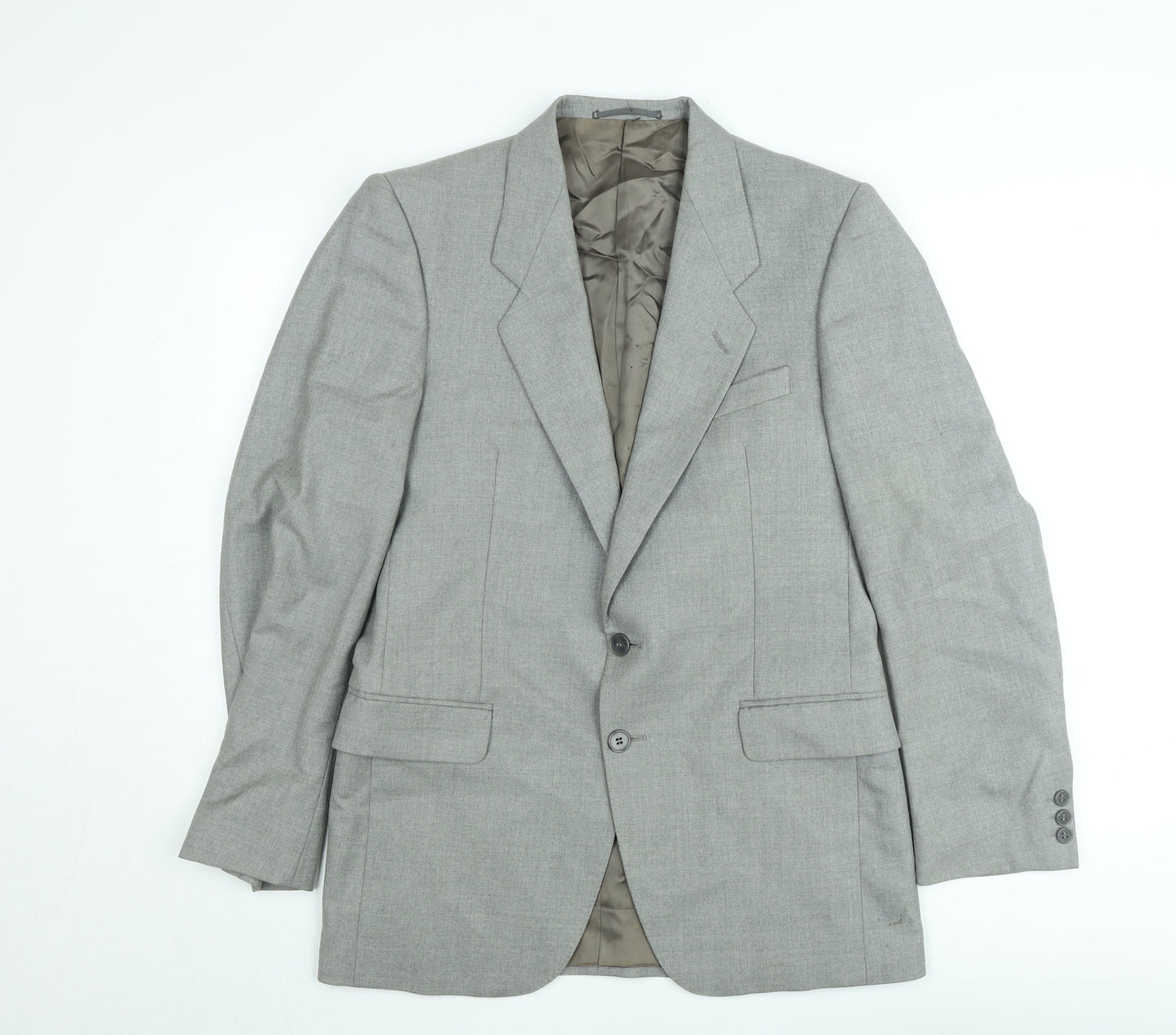 Jaeger Men's Grey Wool Single-Breasted Blazer 48R Classic Fit Jacket