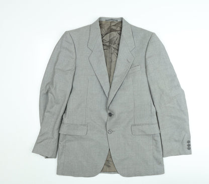 Jaeger Men's Grey Wool Single-Breasted Blazer 48R Classic Fit Jacket