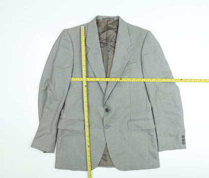 Jaeger Men's Grey Wool Single-Breasted Blazer 48R Classic Fit Jacket