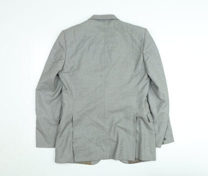 Jaeger Men's Grey Wool Single-Breasted Blazer 48R Classic Fit Jacket