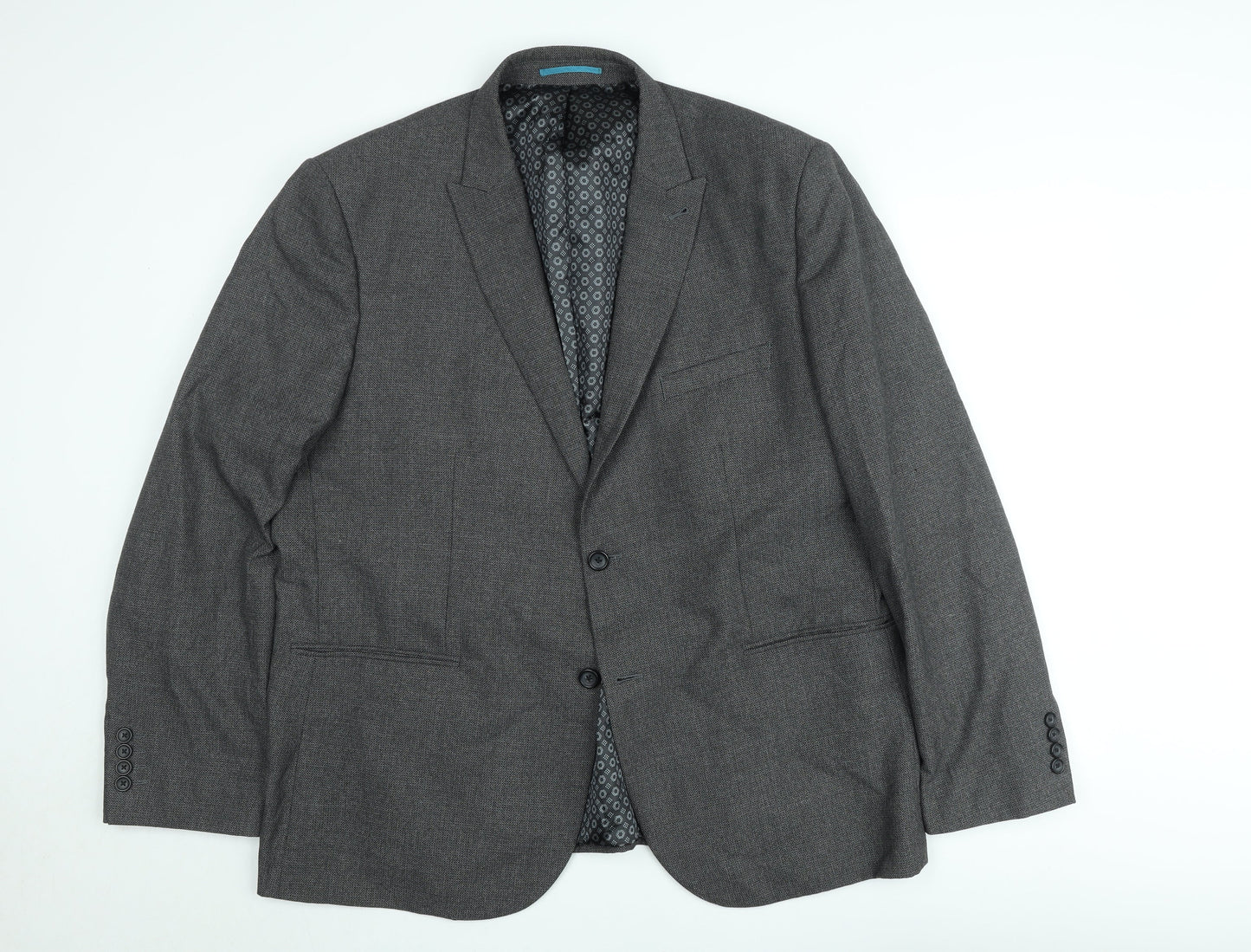 Next Men’s Grey Tailored Fit Blazer Jacket 46R Wool Blend
