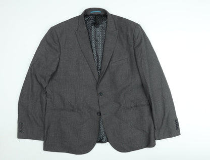 Next Men’s Grey Tailored Fit Blazer Jacket 46R Wool Blend