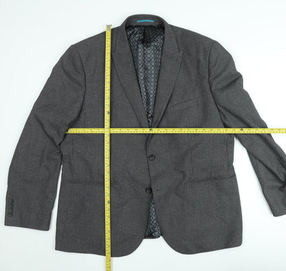 Next Men’s Grey Tailored Fit Blazer Jacket 46R Wool Blend