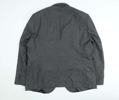 Next Men’s Grey Tailored Fit Blazer Jacket 46R Wool Blend