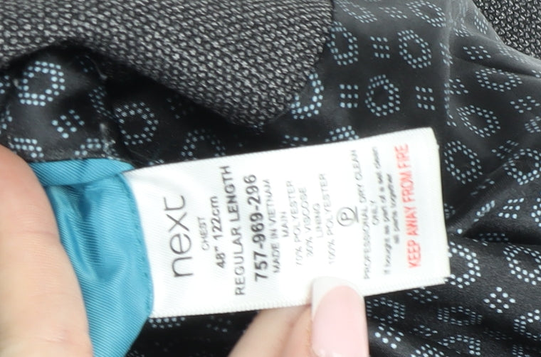 Next Men’s Grey Tailored Fit Blazer Jacket 46R Wool Blend