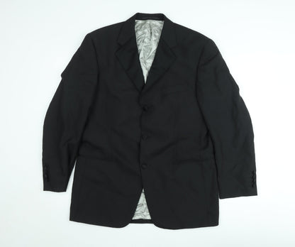 Allders Men's Black Wool Blend Classic Fit 40R Blazer Jacket