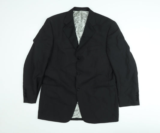 Allders Men's Black Wool Blend Classic Fit 40R Blazer Jacket