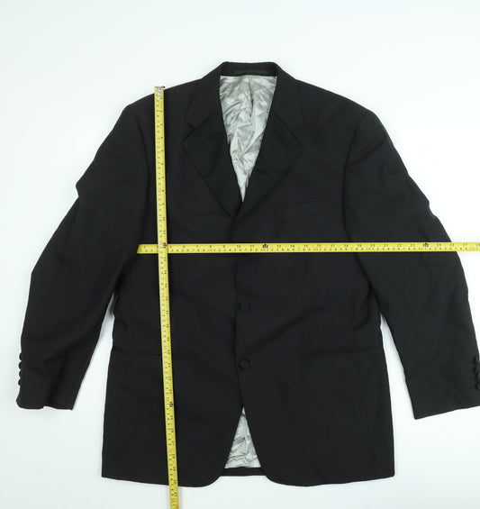 Allders Men's Black Wool Blend Classic Fit 40R Blazer Jacket
