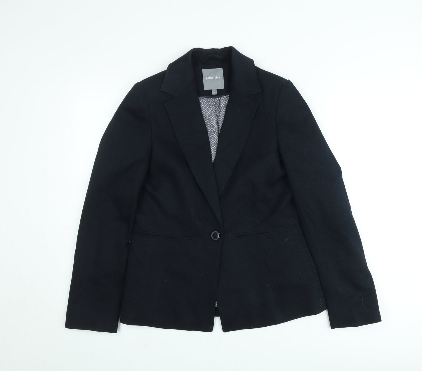 Principles Womens Black Size 8 Tailored One Button Blazer Jacket