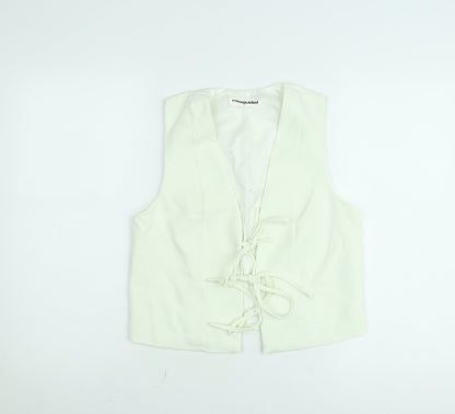 Missguided Women’s Ivory Cropped Lace Up Sleeveless Blouse Size S