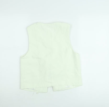 Missguided Women’s Ivory Cropped Lace Up Sleeveless Blouse Size S