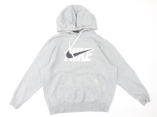 Mens UK Size L Nike Grey Pullover Hoodie