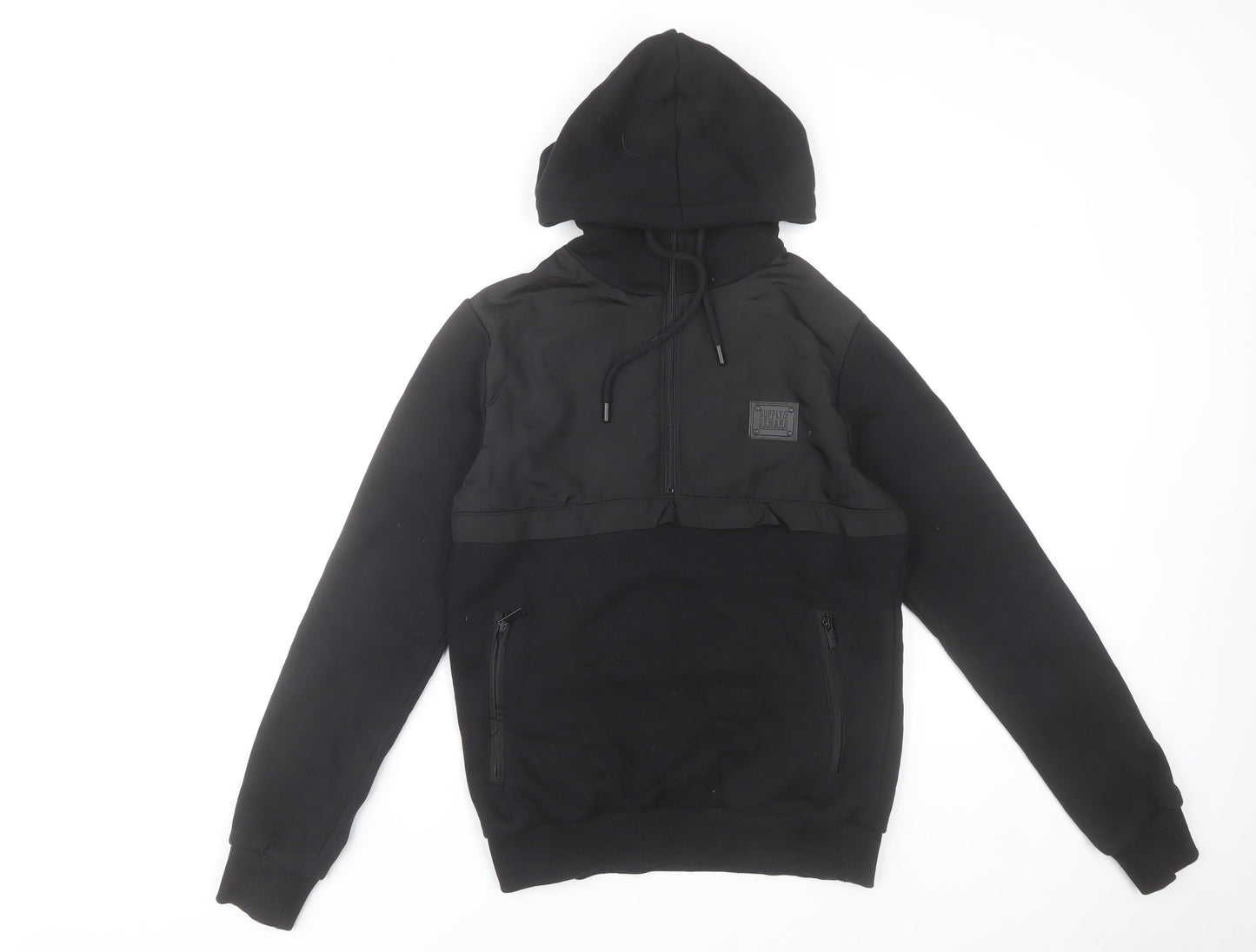 Supply & Demand Men's Black XS Pullover Hoodie with Zip Pockets