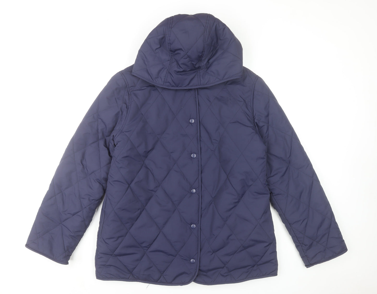 Bonmarché Womens Blue Quilted Hooded Mid-Length Jacket Size 12