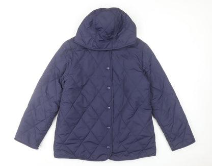 Bonmarché Womens Blue Quilted Hooded Mid-Length Jacket Size 12