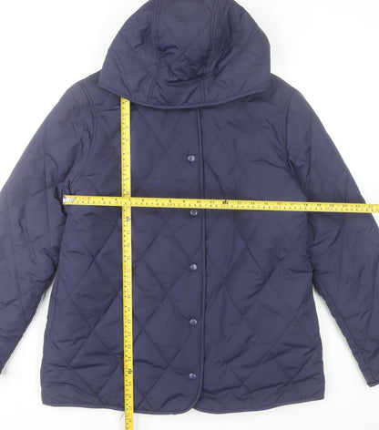 Bonmarché Womens Blue Quilted Hooded Mid-Length Jacket Size 12