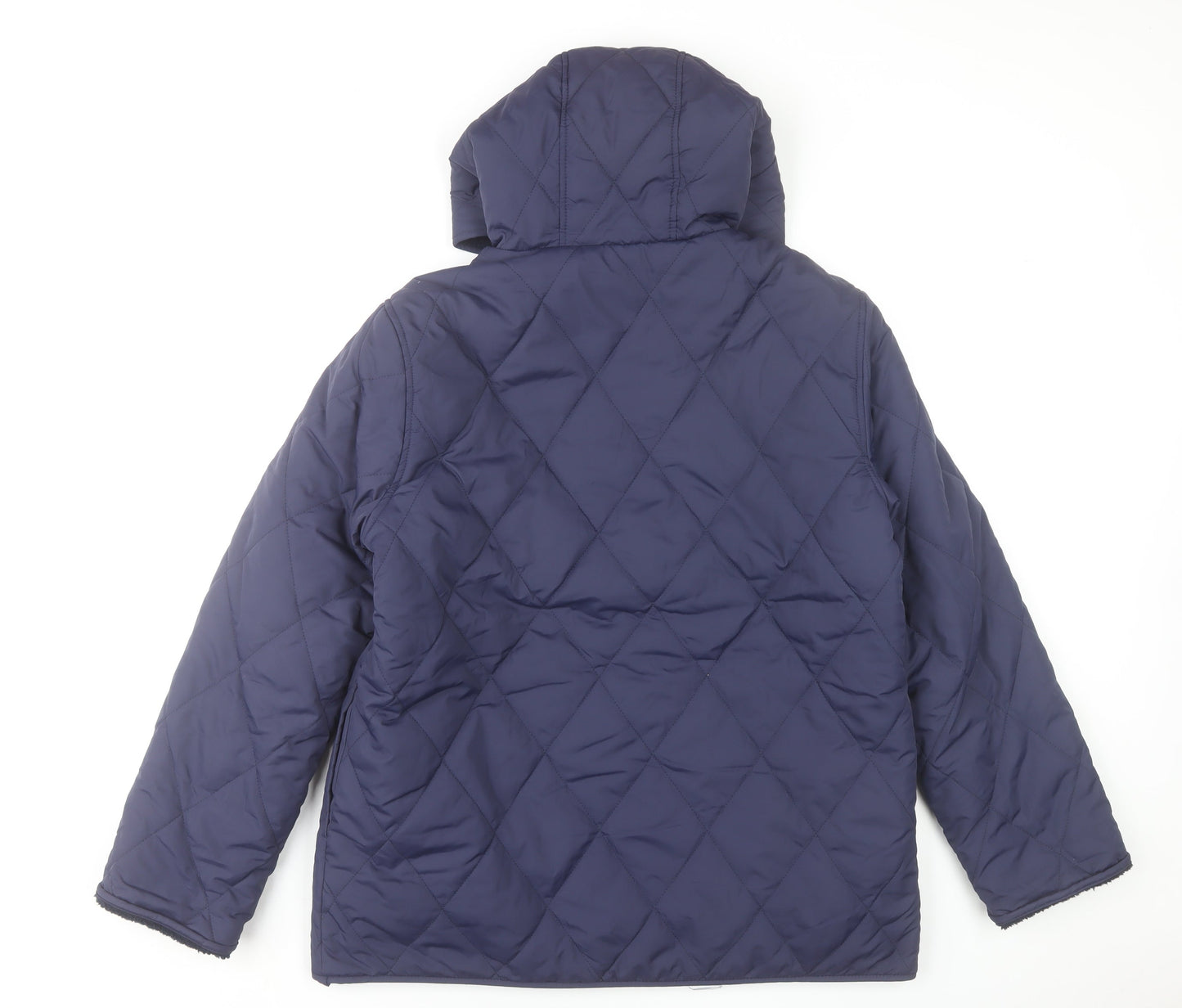 Bonmarché Womens Blue Quilted Hooded Mid-Length Jacket Size 12