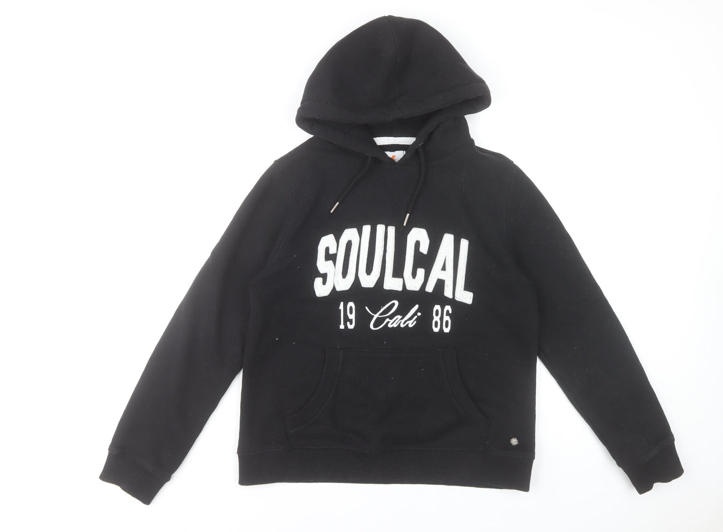 SoulCal & Co Women Black Large Pullover Hoodie 80% Cotton Logo Print