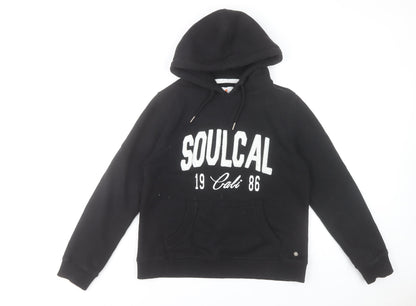 SoulCal & Co Women Black Large Pullover Hoodie 80% Cotton Logo Print