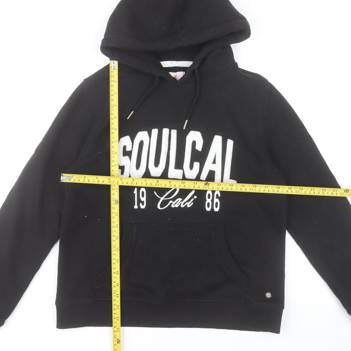 SoulCal & Co Women Black Large Pullover Hoodie 80% Cotton Logo Print