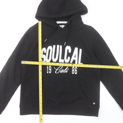 SoulCal & Co Women Black Large Pullover Hoodie 80% Cotton Logo Print