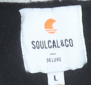 SoulCal & Co Women Black Large Pullover Hoodie 80% Cotton Logo Print
